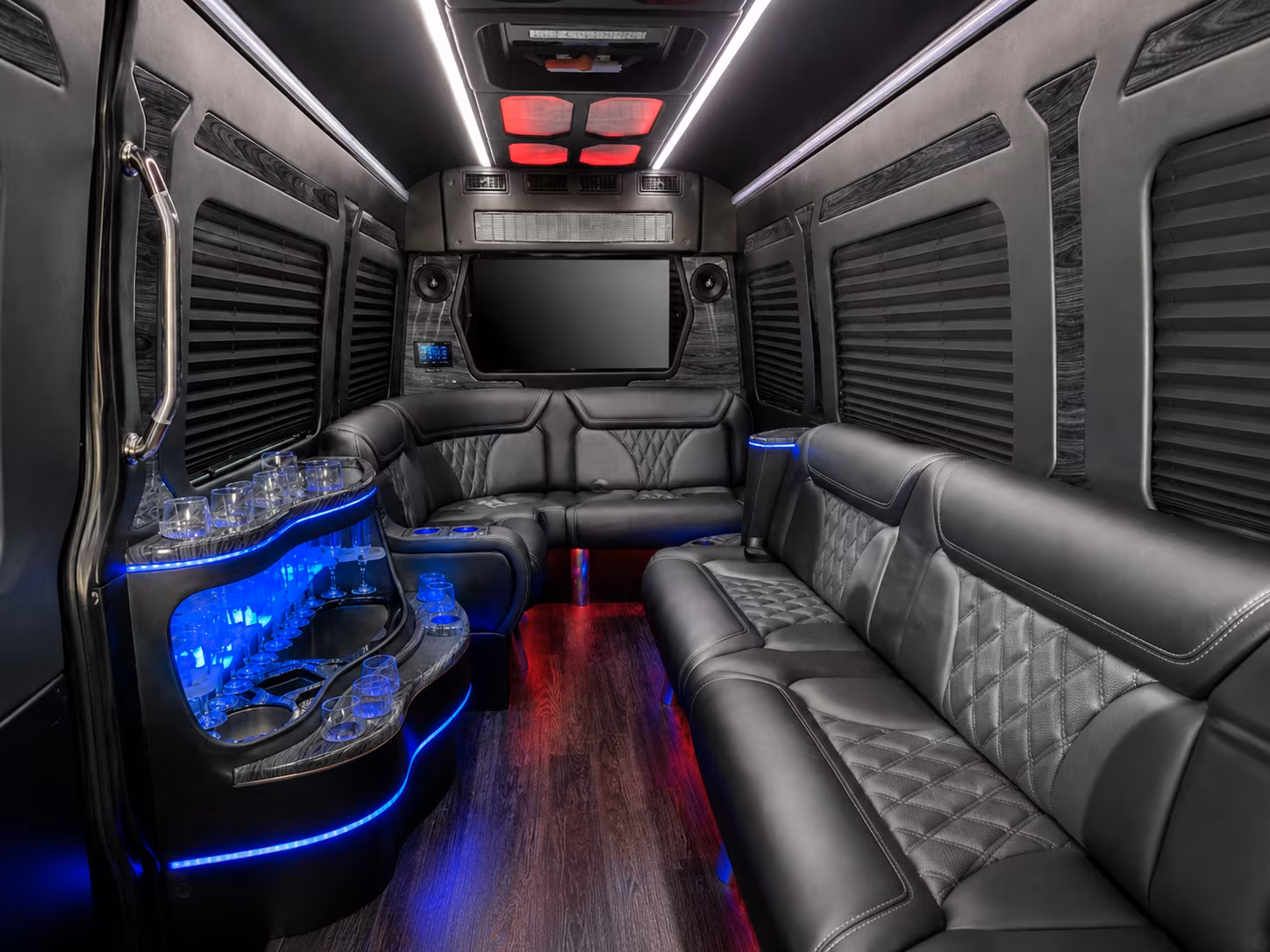 roswell 20 passenger party bus interior